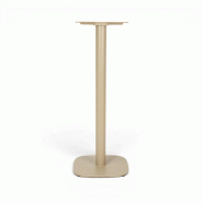 Pied de table haute PASSY - Mange-Debout - 42 x 42 x H 108 cm - Métal - Beige - Base carrée - Coins arrondis - Bistromania - beige métal BIS036