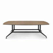 Table de réunion tonneau - placage bois - 21/240 x 120 cm - structure laquée noir - top access - garantie 3 ans