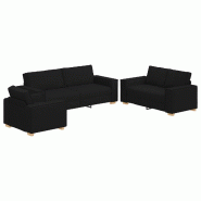 VidaXL Canapé 3 pcs Noir 220 x 80 x 84 cm Tissu en lin mélangé Modèle Vega - Matériau naturel 3324611