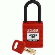 BRADY (NYL-RED-38PL-KD) - Cadenas de condamnation Safekey en nylon avec anse en plastique - Clés uniques et design durable BRADY (NYL-RED-38PL-KD) - Cadenas de condamnation Safekey en nylon avec anse en plastique - Clés uniques et design durable