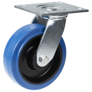 Roulette pivotante de 160 mm avec caoutchouc élastique bleu sur roue centrale en nylon Roulette pivotante de 160 mm avec caoutchouc élastique bleu sur roue centrale en nylon
