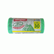 Alfapac - Lot de 40 rouleaux de 15 sacs poubelle « antibactériens » 55x60cm 30L à fermeture automatique (Total 600 sacs poubelle) - vert PK7310