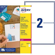 Avery L4611 Etiquettes de masquage permanentes opaques blanches 199,6 x 143,5 mm pour imprimante laser - 25 feuilles A4 -50 étiquettes par boîte Avery L4611 Etiquettes de masquage permanentes opaques blanches 199,6 x 143,5 mm pour imprimante laser - 25 feuilles A4 -50 étiquettes par boîte