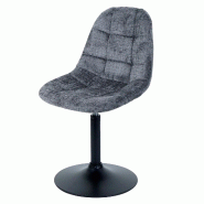 Décoshop26 - Chaise de salle à manger pivotante 360° en tissu chenille gris foncé pied acier noir mat 04_0009897 - gris acier 3000267744584