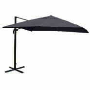 Décoshop26 - Parasol déporté rotatif 3 x 3 m Ø env. 4,3 m aluminium / acier et polyester anthracite sans pied 04_0007942 - aluminium 3000262379279