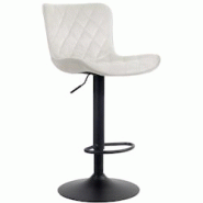 Décoshop26 - Tabouret de bar x1 coutures décoratives pied trompette hauteur réglable en métal noir assise en velours crème 10_0004859 - noir 3000 Décoshop26 - Tabouret de bar x1 coutures décoratives pied trompette hauteur réglable en métal noir assise en velours crème 10_0004859 - noir 3000