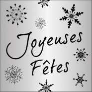 Etiquette cadeau adhésive Joyeuses Fêtes argent 40x40mm - par 500