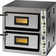 Four à pizza électrique professionnel FIMAR. Modèle manuel FME9+9. 2 chambres de cuisson avec plan réfractaire et lumière. Capacité 18 pizzas - 838
