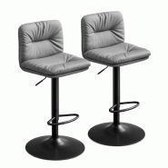 Helloshop26 - Tabouret de bar lot de 2 chaise de bar réglables en hauteur surface en pu pivotant à 360° chaise de cuisine avec 12_0007708 - 3000224
