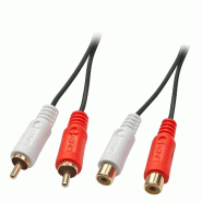 Lindy 35671 Rallonge audio stéréo 2xRCA/2m 2xRCA (Cinch) m/f, vergo - multicolore 35671