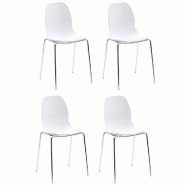 LOT DE 4 CHAISES SHELL METAL DESIGN BLANCHE PIÉTEMENT CHROMÉ