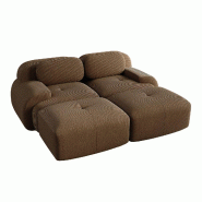 Merax Canapé modulaire en corde 2 places avec 2 tabourets, canapé nuage sans cadre, près du sol avec assise profonde, peut également être utilis�_0