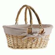 Panier oval en osier naturel avec anses - L 35xP 27.5x H 15cm - Look campagne, idéal pour compositions gourmandes et cosmétiques