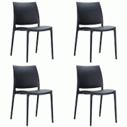 SIESTA EXCLUSIVE Lot de 4 chaises d’extérieur Maya Noir - noir plastique polypropylène SP-SI-025BL SIESTA EXCLUSIVE Lot de 4 chaises d’extérieur Maya Noir - noir plastique polypropylène SP-SI-025BL