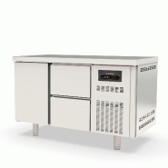 Vaiotec Comptoir réfrigéré TOPLINE / 2 compartiments GN1/1 avec 2 tiroirs / 1 porte, 1345 x 700 mm - Acier inoxydable 18/10 10290