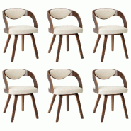 VidaXL Chaises à manger lot de 6 crème bois courbé et similicuir Modèle Orion Office Mixte - 278841