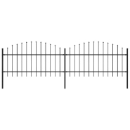 Vidaxl clôture de jardin à dessus en lance acier (1-1,25)x3,4 m noir 277722