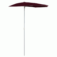 VidaXL Demi-parasol de jardin avec mât 180x90 cm rouge bordeaux Modèle Balcon Aurora - 315563