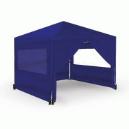 WASABI Tente Pliante 3x3m – 4 Parois Latérales – 4 Sacs de Sable, Sardines et Câbles de Fixation – Sac de Transport – Pergola Bleue en Nylon