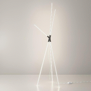 Zafferano Brilliant Lampadaire Trépied En Aluminium Noir, Led 36W Avec Température De Couleur Réglable 2200K-3000K, Design Sculptural Contemporain