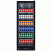 Armoire réfrigérée vitrée noire verticale 350 L Worldmai pour CHR. Réfrigérateur vitrine professionnel à boissons et bouteilles pour restaurant