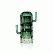 Bazar Bizar Lot de 4 verres empilables en verre 12.1x12.1x7.9 cm vert - Lot de 6 - vert verre CNSJ012Gr-SET4-MTR6