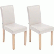 CLP Lot de 2 Chaises de salle à manger Ina similicuir avec pieds en Bois Crème/Nature - beige polyester 181502104 CLP Lot de 2 Chaises de salle à manger Ina similicuir avec pieds en Bois Crème/Nature - beige polyester 181502104