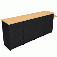 Comptoir caisse noir 1 poste 4 modules avec tablette PMR à gauche + tiroir ( LIVRÉ MONTÉ ) - noir Bois manufacturé 1006