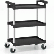 COSTWAY Chariot d'Atelier à 3 Niveaux, Chariot de Service avec Roues Verrouillables et Double Poignées, Chariot en Aluminium Max - noir TI93131