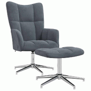 Décoshop26 - Fauteuil lounge chaise de canapé design moderne avec repose-pied en velours gris foncé DEC026593 - gris 3000255903917