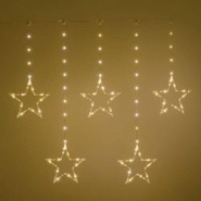 Guirlandes stalactite à piles 80xH86cm 5 Étoiles 80 Micro-LED 8 animations Timer extérieur IP44 Lotti - jaune 8024199076419