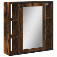 Helloshop26 - Armoire de salle de bain avec miroir 60 x 16 x 60 cm espace de rangement mural design épuré en bois d'ingénierie chêne 02_0049429 -
