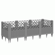 Helloshop26 - Jardinière bac lit surélevé plantes fleurs terrasse jardin avec piquets clair 123,5 x 43,5 x 43,5 cm PP gris 02_0038205 - 3000214130675 Helloshop26 - Jardinière bac lit surélevé plantes fleurs terrasse jardin avec piquets clair 123,5 x 43,5 x 43,5 cm PP gris 02_0038205 - 3000214130675