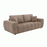 Oviala Business Canapé droit 3 place taupe L 238 cm - gris polyester 115579