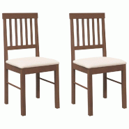 VidaXL Chaises à manger coussins 2 pcs marron bois massif caoutchouc Modèle Vega Executive Minimal - 4102425