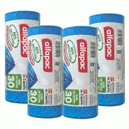 Alfapac - Sacs poubelle à fermeture automatique 30 L 55 x 60 cm, 4 rouleaux x 15 unités (80 % recyclés) - bleu PK6956