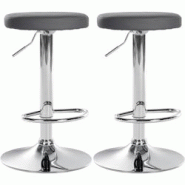 Décoshop26 - Lot de 2 tabourets de bar design simple avec assise en synthétique gris et cadre métal chromé TDB10692 - gris 3002475532694 Décoshop26 - Lot de 2 tabourets de bar design simple avec assise en synthétique gris et cadre métal chromé TDB10692 - gris 3002475532694