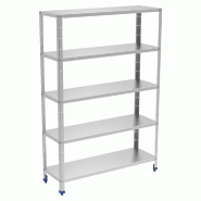 Étagères en acier inoxydable 5 niveaux avec des étagères lisses - 1200x400x1750 mm - 38005414 Eurast - 38005414 Étagères en acier inoxydable 5 niveaux avec des étagères lisses - 1200x400x1750 mm - 38005414 Eurast - 38005414