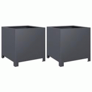 Helloshop26 - Jardinière bac lit surélevé plantes fleurs jardin terrasses lot de 2 40 x 40 x 40 cm acier anthracite 02_0038948 - 3000217963614 Helloshop26 - Jardinière bac lit surélevé plantes fleurs jardin terrasses lot de 2 40 x 40 x 40 cm acier anthracite 02_0038948 - 3000217963614