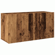 Helloshop26 - Meuble TV mural design tendance rangement pratique 80 x 30 x 41 cm en bois d'ingénierie vieux bois 02_0051166 - Bois massif 30002367707