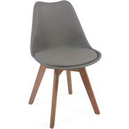Lot de 8 chaises de salle À manger scandinaves assise rembourrÉ pieds en bois hÊtre rÉtro chaise pour salon chambre cuisine bureau gris 01_0001129