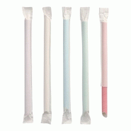 PAPSTAR 200 pailles Bubble Tea papier Ø 12 mm - 20 cm couleurs assorties enveloppées individuellement, pointues d'un côté - multicolore papier 88852