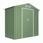 Wasabi - Abri de Jardin Métal 2,57m2 Visby Green – Porte coulissante double - Grilles de ventilation - Cabane extérieur - Cabanon rangement - vert