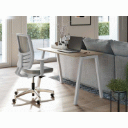 Bureau individuel Pop Ace - bois chêne clair - piètement acier blanc - dimensions L100/120/140/160 x P60/80 cm Bureau individuel Pop Ace - bois chêne clair - piètement acier blanc - dimensions L100/120/140/160 x P60/80 cm
