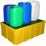 Cuvette de rétention PE - 200 l - sans pied avec caillebotis - Jaune et Vert