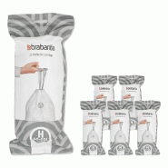 De 6 rouleaux de 20 sacs poubelle 50/60 l code H -  Lot 6000 cl Blanc Autre Plastique Brabantia - blanc plastique 8710755138782