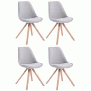 Décoshop26 - Lot de 4 chaises de salle à manger design scandinave en tissu gris et pieds en bois clair forme carré 10_0003204 - gris 3000251454253 Décoshop26 - Lot de 4 chaises de salle à manger design scandinave en tissu gris et pieds en bois clair forme carré 10_0003204 - gris 3000251454253