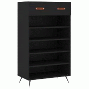 Helloshop26 - Armoire à chaussures avec tiroir et 5 compartiments 60 x 35 x 105 cm style industriel en bois noir 02_0048715 - noir Bois massif 300023