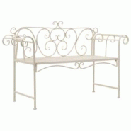 Helloshop26 - Banc de jardin meuble de patio d'extérieur terrasse 132 x 46 x 85 cm métal antique blanc 02_0011238 - 3000616447760 Helloshop26 - Banc de jardin meuble de patio d'extérieur terrasse 132 x 46 x 85 cm métal antique blanc 02_0011238 - 3000616447760
