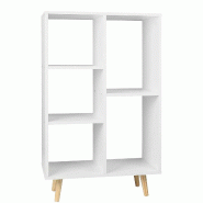 Helloshop26 - Bibliothèque en MDF & bois avec 5 compartiments blanc 19_0000101 - 3000244238983